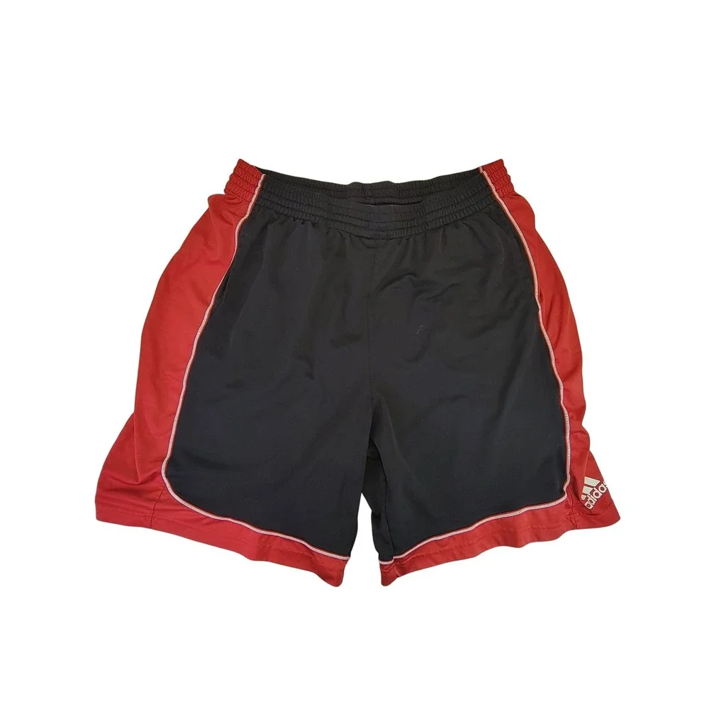 Adidas XL Mens Athletic Shorts‎ Red Black Basketball Gym Workout